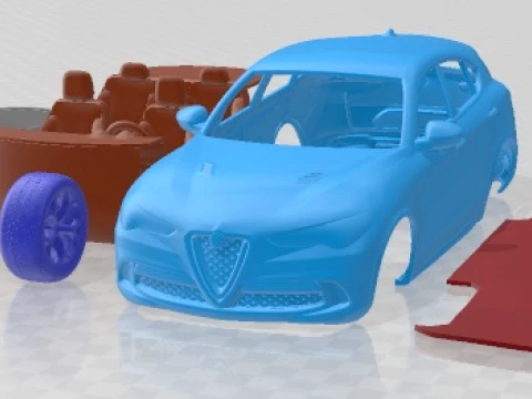 Alfa Romeo Stelvio Quadrifoglio 2018 Yazdırılabilir Araba 3D Baskı Modeli