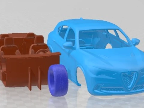 Alfa Romeo Stelvio Quadrifoglio 2018 Printable Car 3D Print Model
