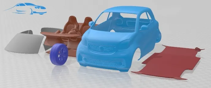 Smart ForTwo 2015 印刷可能な車 3Dプリントモデル .c4d .max .obj .3ds .fbx .stl .blend