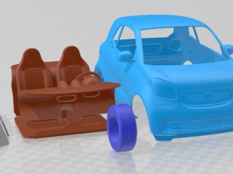 Smart ForTwo 2015 印刷可能な車 3Dプリントモデル