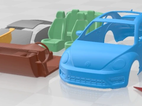 Volkswagen Beetle R line 2014 Yazdırılabilir Araba 3D Baskı Modeli