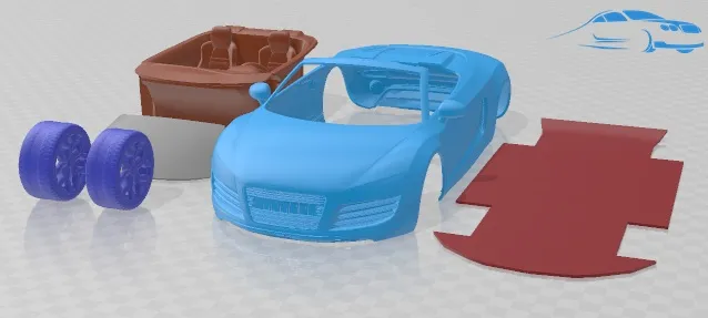 Carro para imprimir Audi R8 Spyder V10 2014 Modelo de Impressão 3D .c4d .max .obj .3ds .fbx .stl .blend 