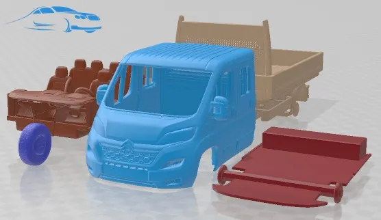 Citroen Jumper Crew Cab Truck 2023 stampabile Modello di stampa 3D .c4d .max .obj .3ds .fbx .stl .blend 