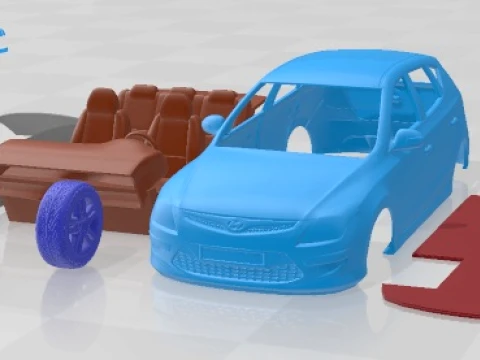 Hyundai i30 Blue 2011 Printable Car 3D Print Model