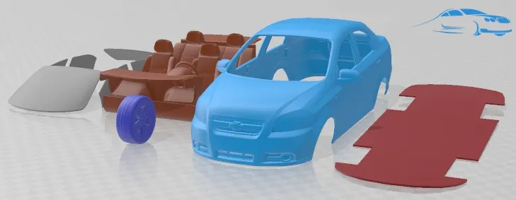 Carro para imprimir Chevrolet Aveo Sedan LS 2006 Modelo de Impressão 3D .c4d .max .obj .3ds .fbx .stl .blend