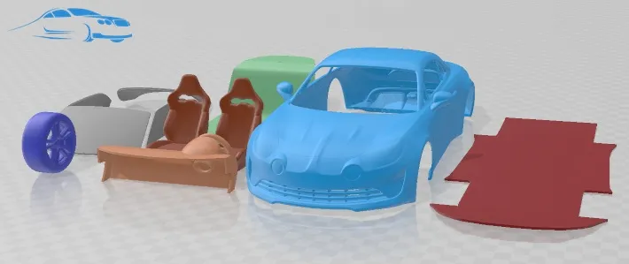 Renault Alpine A110 2018 Printable Car 3D Print Model .c4d .max .obj .3ds .fbx .stl .blend 
