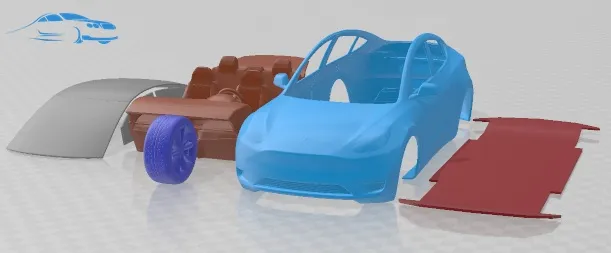 テスラ モデル Y 2021 印刷可能な車 3Dプリントモデル .c4d .max .obj .3ds .fbx .stl .blend 
