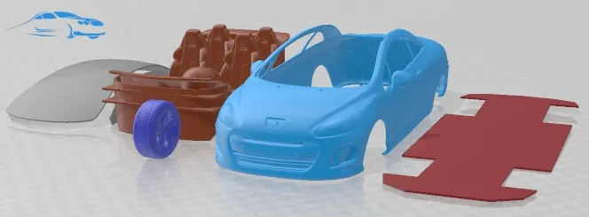 Peugeot 308 CC 2012 Printable Car 3D Print Model .c4d .max .obj .3ds .fbx .stl .blend 