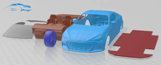 Subaru BRZ 2013 Printable Car 3D Print Model .c4d .max .obj .3ds .fbx .stl .blend 