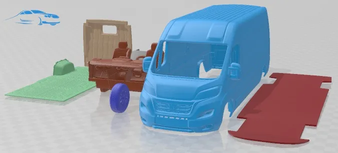 Fiat Ducato Van L3H2 2023 Printable Van 3D Print Model .c4d .max .obj .3ds .fbx .stl .blend 
