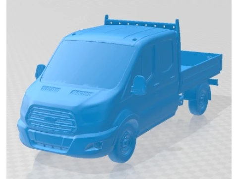 Transit DoubleCab Dropside 2014 Printable Truck 3D Print Model
