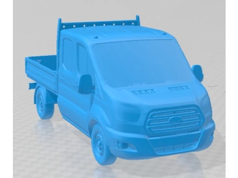 Transit DoubleCab Dropside 2014 Printable Truck 3D Print Model