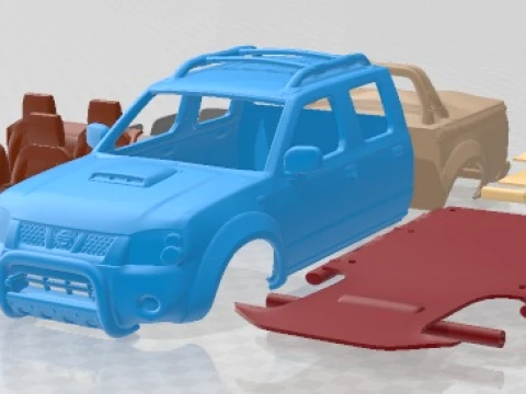 Nissan Navara Double Cab Hardbody Silver 2013 Printable Car 3D Print Model