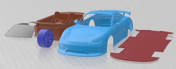 Porsche Cayman GT4 2016 Printable Car 3D Print Model .c4d .max .obj .3ds .fbx .stl .blend 