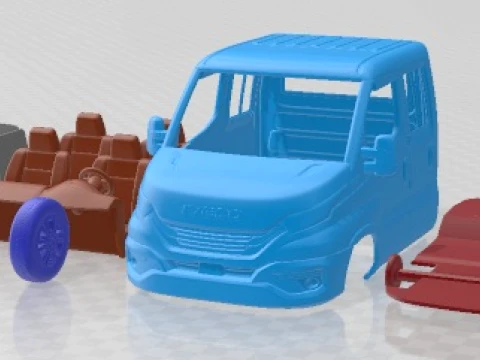 Iveco Daily Crew Cab L2 Chassis 2024 Printable Van 3Dプリントモデル