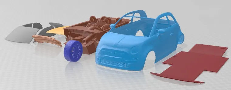 Fiat 500C 2013 Printable Car 3D Print Model .c4d .max .obj .3ds .fbx .stl .blend 