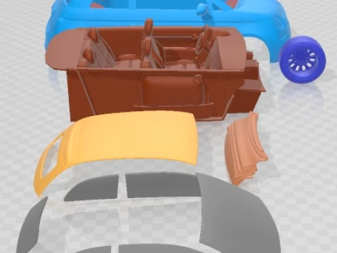 Fiat 500C 2013 Printable Car 3D Print Model