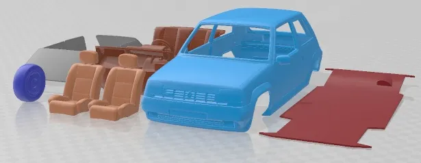 Renault Super 5 Printable Car 3D Print Model .c4d .max .obj .3ds .fbx .stl .blend
