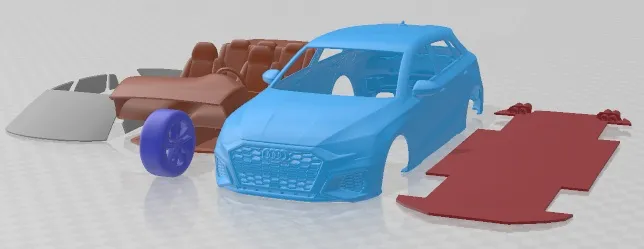 Audi S3 2021 Printable Car 3D Print Model .c4d .max .obj .3ds .fbx .stl .blend 