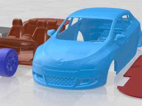 Renault Megane GT 2011 Printable Car 3D Print Model
