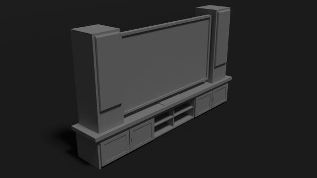 lcd tv stand and stereo speakers Modelo 3D .c4d .max .obj .3ds .fbx .stl .blend 