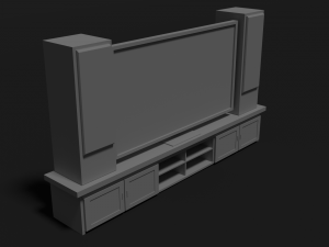 lcd tv stand and stereo speakers 3D Модель