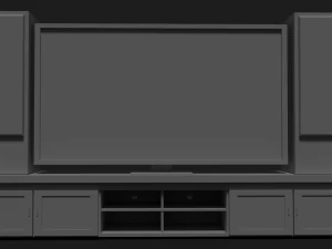 lcd tv stand and stereo speakers 3D Model