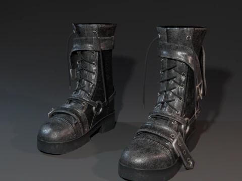 Botas de cuero con tiras Modelo 3D