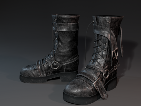Strappy Leather Boots Modello 3D