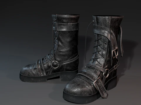 Strappy Leather Boots 3D Model