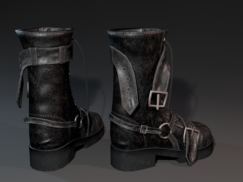 Strappy Leather Boots Modello 3D