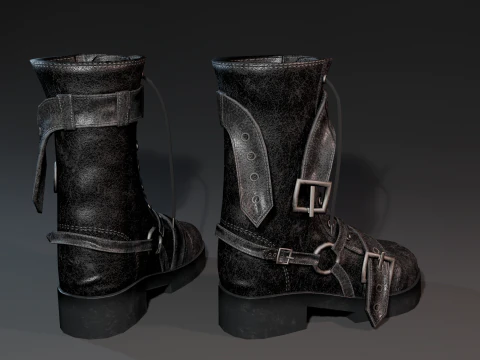 Strappy Leather Boots 3D Model