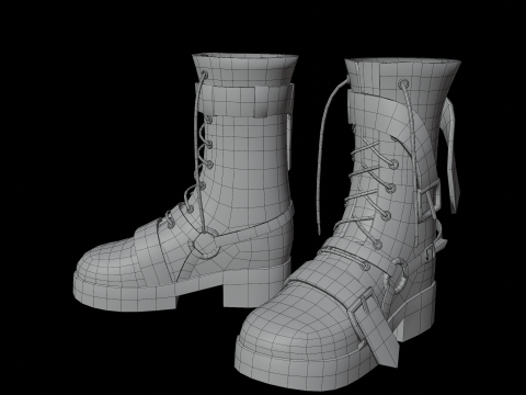 Strappy Leather Boots Modello 3D