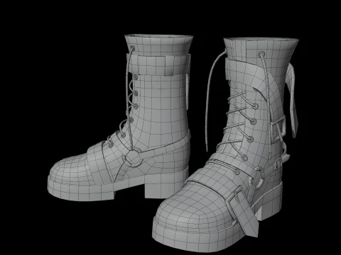 Strappy Leather Boots 3D Model