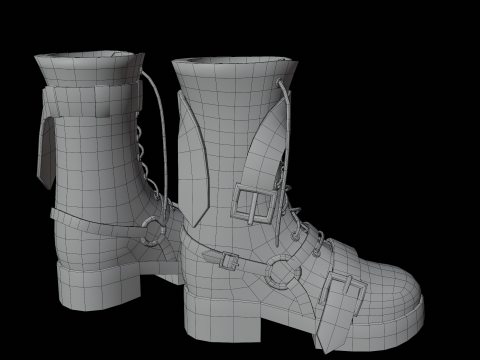 Strappy Leather Boots Modello 3D