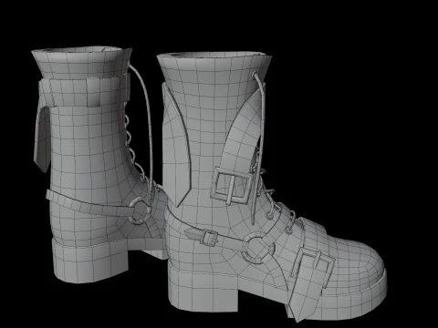 Strappy Leather Boots 3D Model