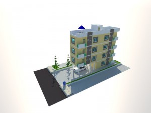 4 floor building 3D Model
