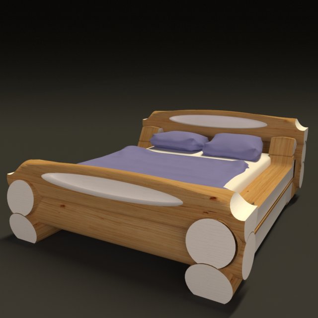 highland-style wooden bed 3D मॉडल .c4d .max .obj .3ds .fbx .stl .blend 