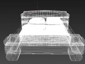 highland-style wooden bed 3D Model