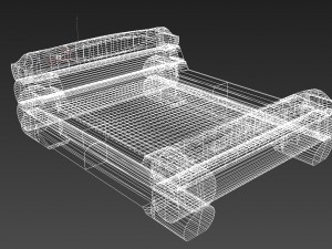 highland-style wooden bed 3D मॉडल