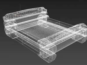 highland-style wooden bed 3D Model