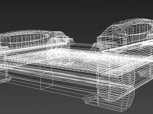 highland-style wooden bed 3D Model