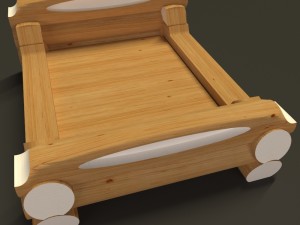 highland-style wooden bed 3D मॉडल