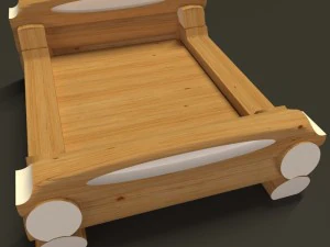 highland-style wooden bed 3D Model