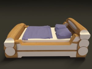 highland-style wooden bed 3D मॉडल