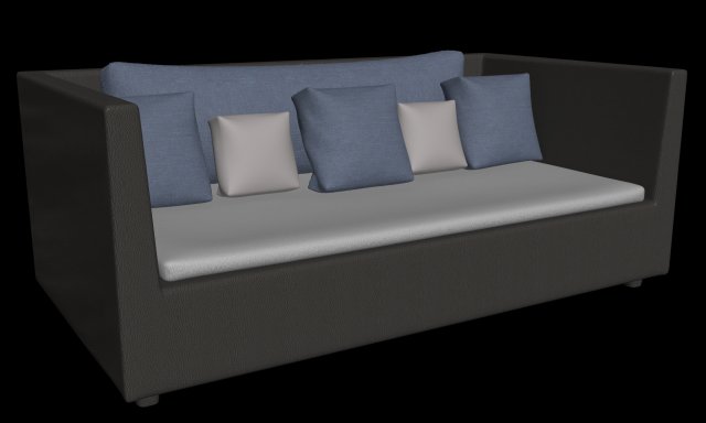 couch with pillows 3D Model .c4d .max .obj .3ds .fbx .stl .blend 