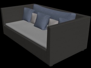 couch with pillows 3D Model