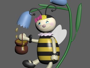 cartoon honeybee and tulip 3D 모델