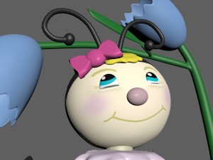 cartoon honeybee and tulip Modelo 3D