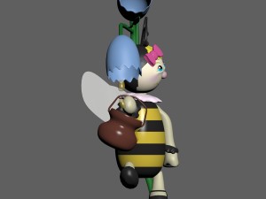 cartoon honeybee and tulip Modelo 3D